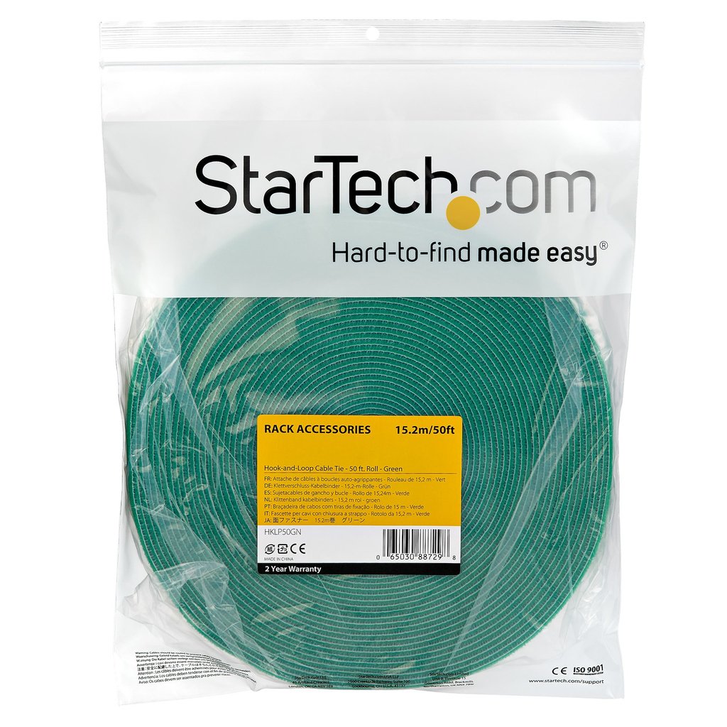 StarTech.com 50ft Hook and Loop Roll - Cut-to-Size Reusable Cable Ties - Bulk Industrial Wire Fastener Tape /Adjustable Fabric - Image 4