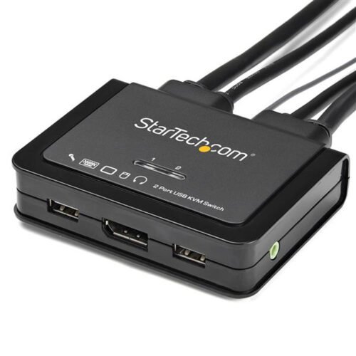 StarTech.com 2 Port DisplayPort KVM Switch - 4K 60Hz - Compact Dual Port UHD DP 1.2 USB Desktop KVM Switch with 4ft Cables & Au - Image 2