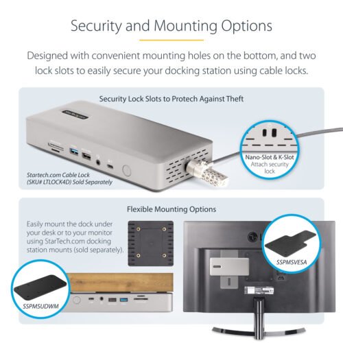 StarTech.com Thunderbolt 4 Multi-Display Docking Station, Quad/Triple/Dual Monitor Dock - 2x HDMI/2x DisplayPort, 7x USB Hub, 2 - Image 4