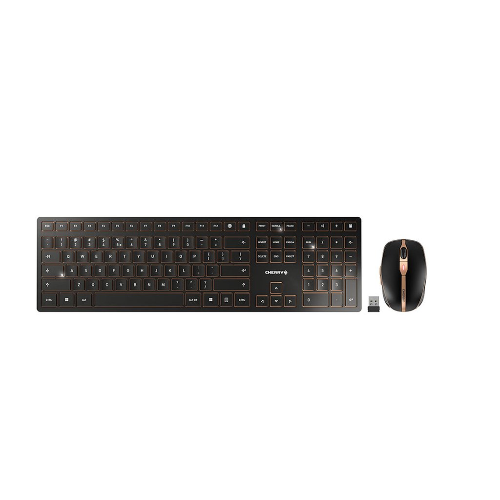 CHERRY DW 9000 SLIM keyboard Mouse included Universal RF Wireless + Bluetooth QWERTY US English Black