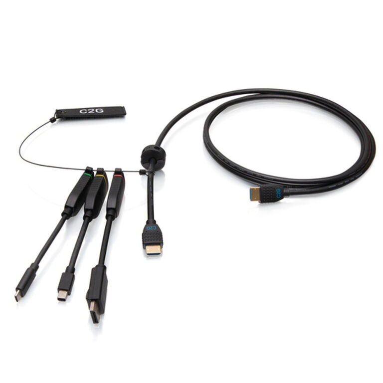 C2G 6ft (1.8m) 4K HDMI® Premium Cable and Dongle Adapter Ring with Color Coded Mini DisplayPort™, DisplayPort, and U