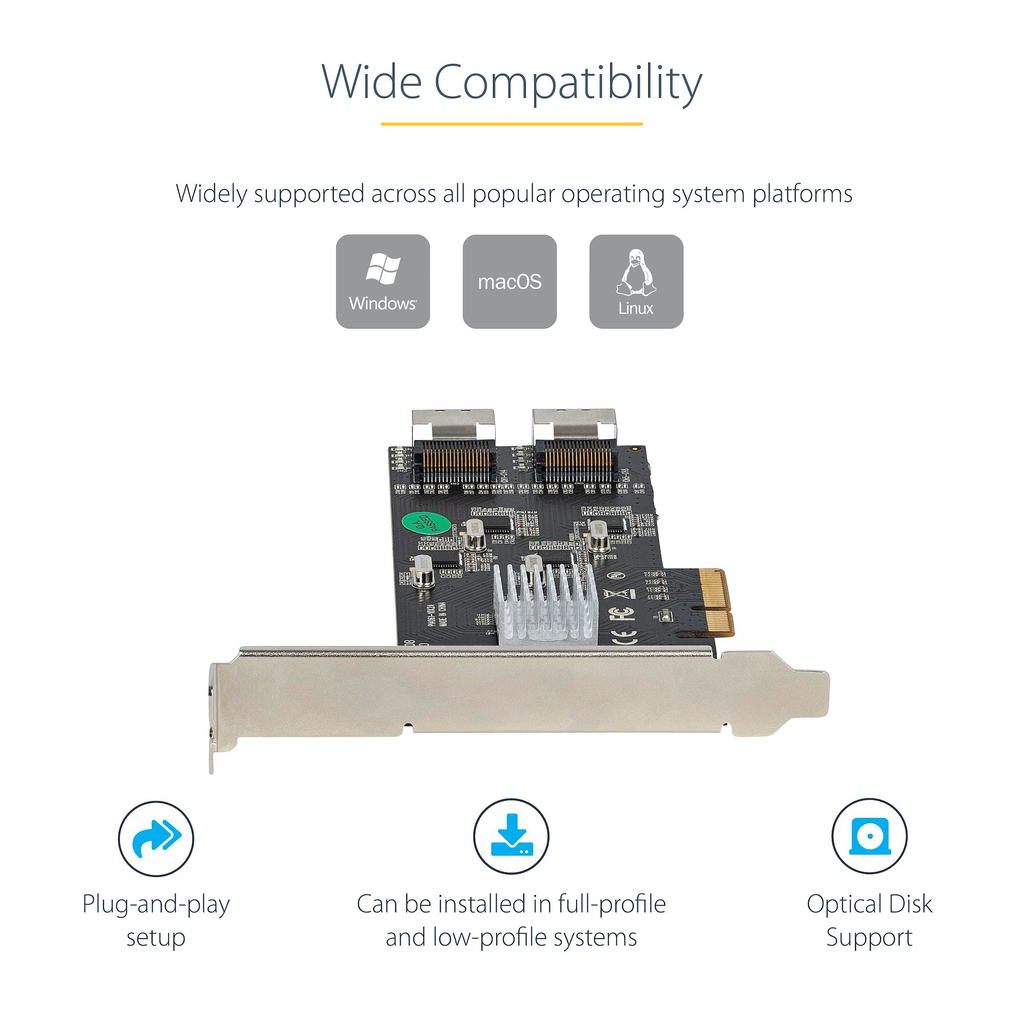 StarTech.com 8 Port SATA PCIe Card - PCI Express 6Gbps SATA Expansion Adapter Card with 4 Host Controllers - SATA PCIe Controll - Image 6