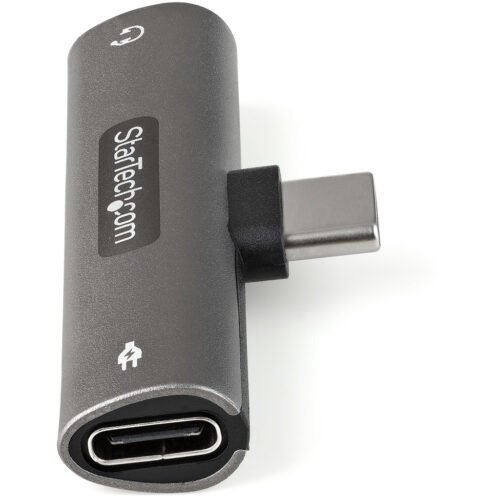 StarTech.com USB C Audio & Charge Adapter - USB-C Audio Adapter w/ 3.5mm TRRS Headphone/Headset Jack and 60W USB Type-C Power D - Image 2