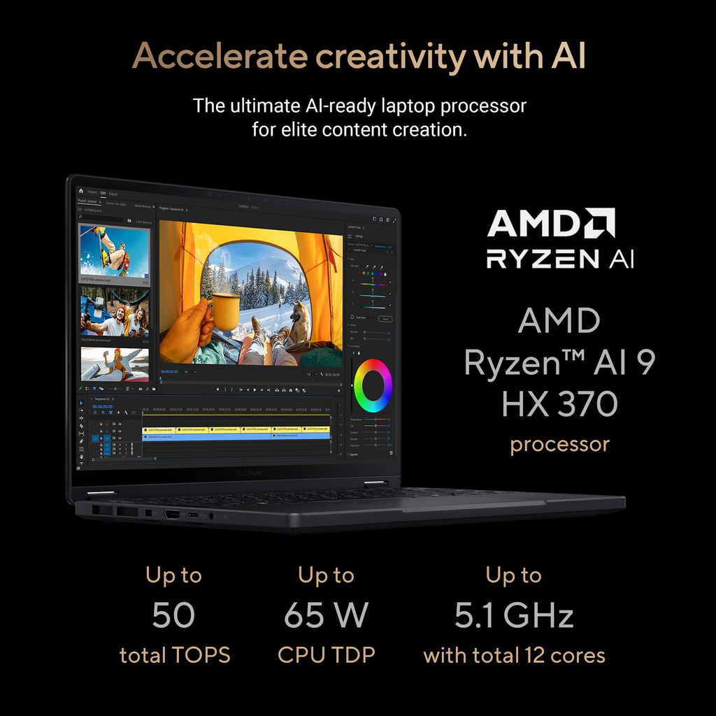 ASUS ProArt PX13 HN7306WV-LX012W Copilot+ PC AMD Ryzen AI 9 HX 370 Hybrid (2-in-1) 33.8 cm (13.3") Touchscreen 3K 24 GB LPDDR5x - Image 6