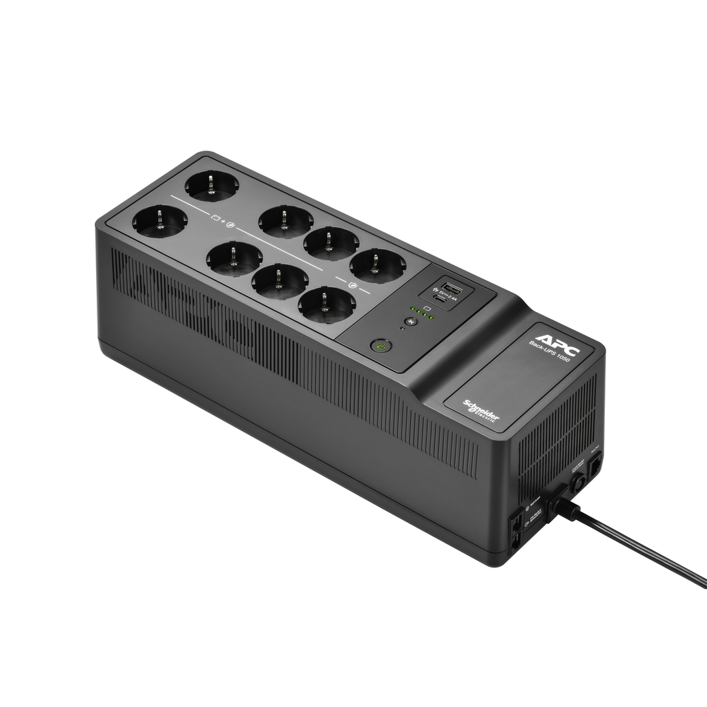 APC Back-UPS, 1050VA/600W Floor/Wall Mount, 230V, 8x Schuko CEE 7/3 outlets, USB Type A+C Port, User Replaceable Battery - Image 2
