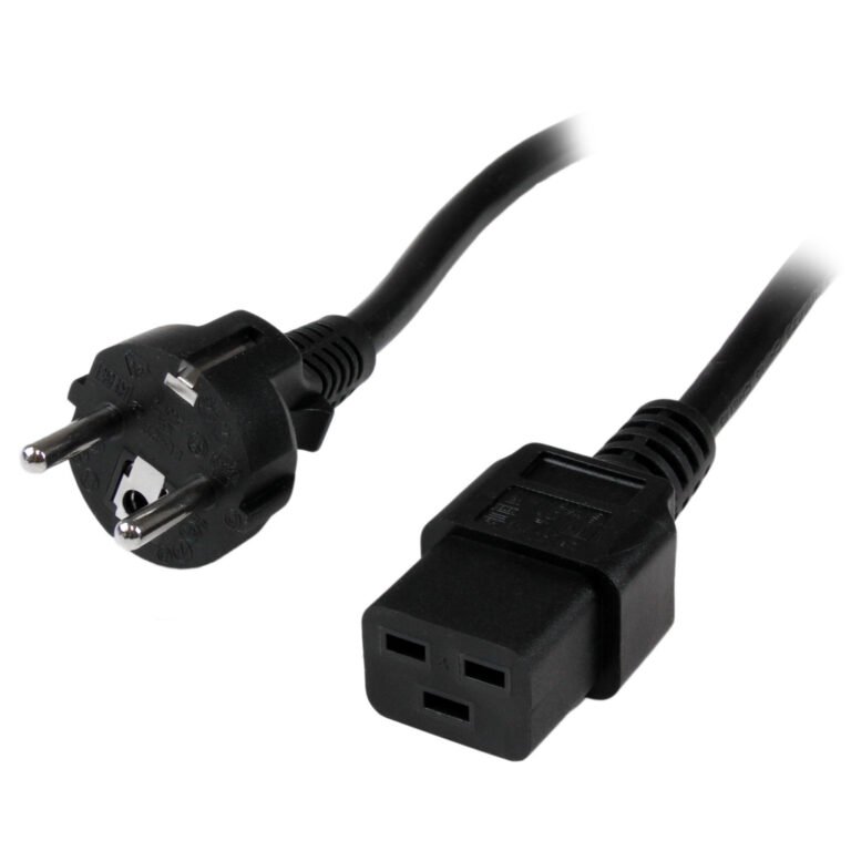 StarTech.com 2m (6ft) Computer Power Cord, 16AWG, EU Schuko to C19, 16A 250V, Black Replacement AC Power Cord, Printer Power Co