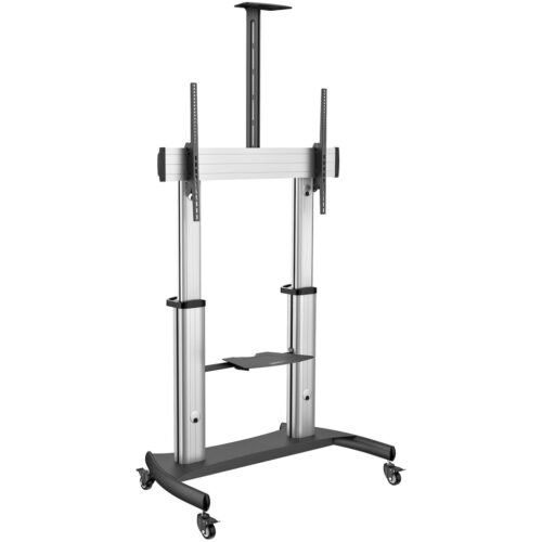 StarTech.com Mobile TV Stand - Heavy Duty TV Cart for 60-100" Display (100kg/220lb) - Height Adjustable Rolling Flat Screen Flo - Image 2