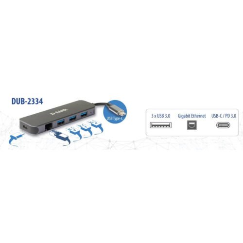 D-Link 5-in-1 USB-C Hub with Gigabit Ethernet/Power Delivery - Image 3