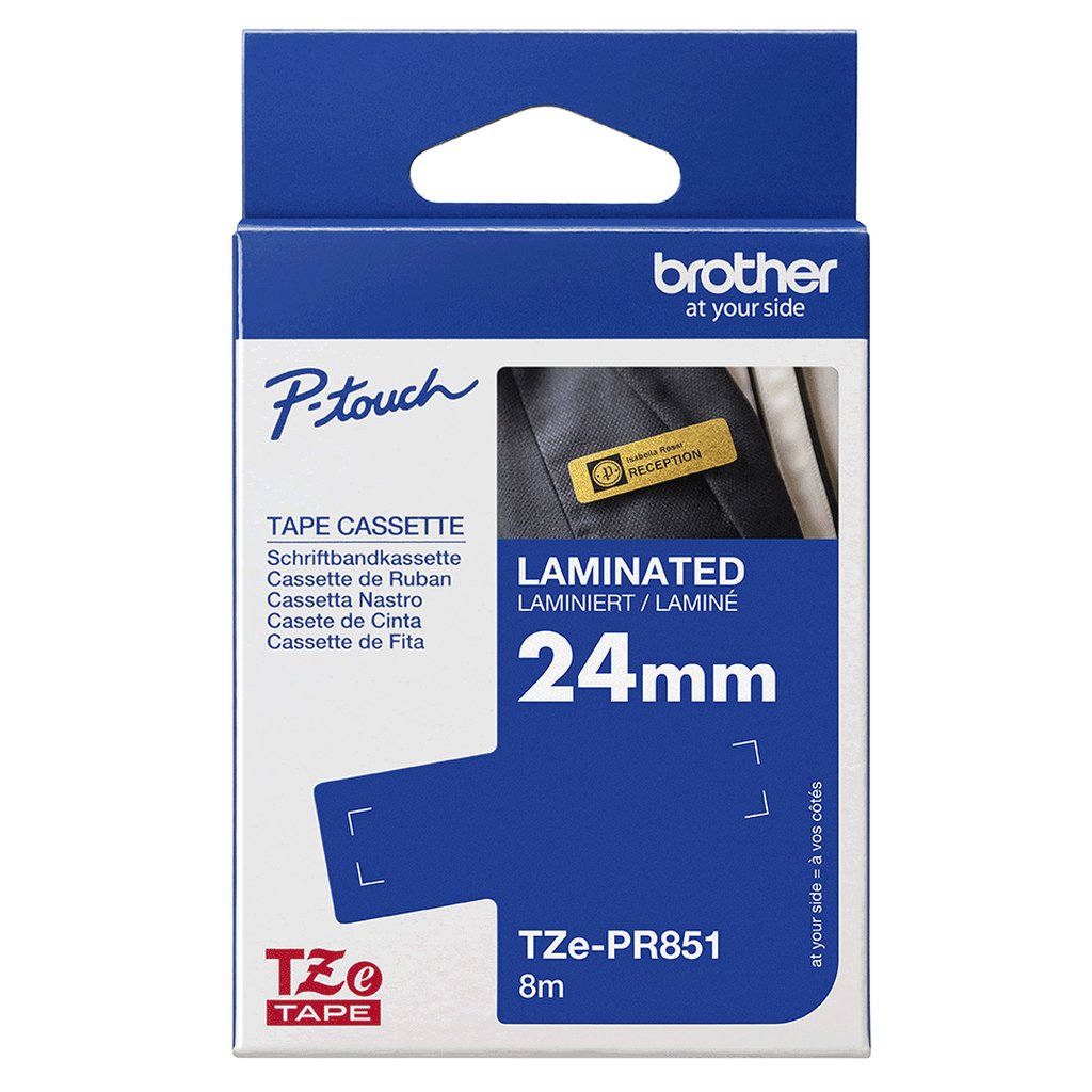 Brother TZE-PR851 label-making tape Black on gold - Image 3