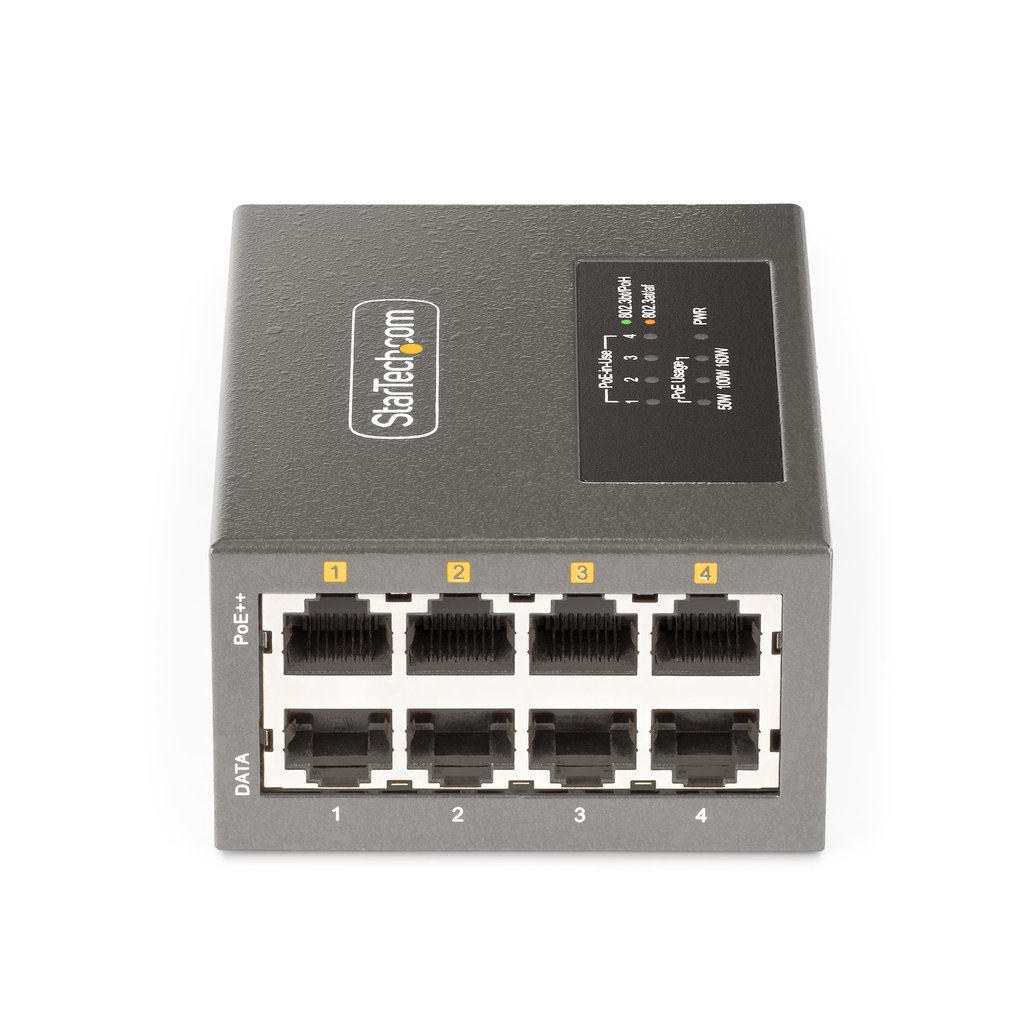 StarTech.com 4-Port Multi-Gigabit PoE++ Injector, 5/2.5/1G Ethernet (NBASE-T), PoE/PoE+/PoE++ (802.3af/802.3at/802.3bt), 160Wat - Image 8