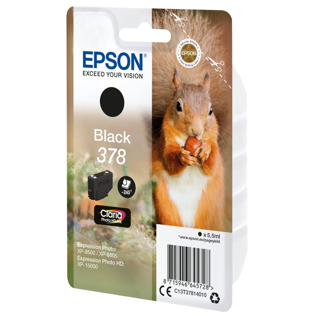 Epson Squirrel Singlepack Black 378 Claria Photo HD Ink - Image 2