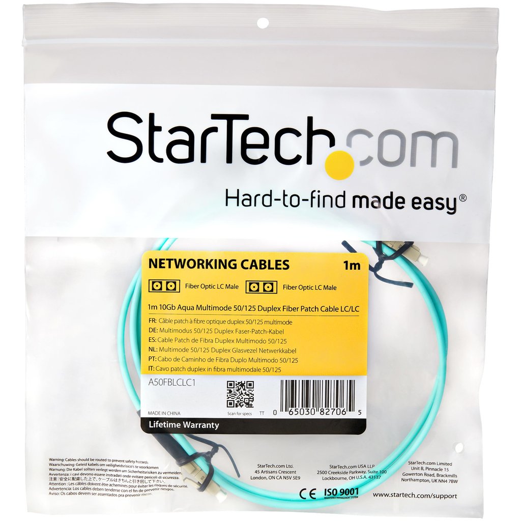StarTech.com 1m (3ft) LC/UPC to LC/UPC OM3 Multimode Fiber Optic Cable, Full Duplex 50/125µm Zipcord Fiber Cable, 100G, Low In - Image 4
