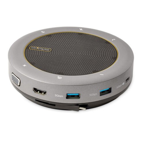 StarTech.com USB-C Speakerphone Docking Station, Mini Portable Conference Speaker and Audio Dock, USB-C to VGA/4K HDMI, 2x USB- - Image 9