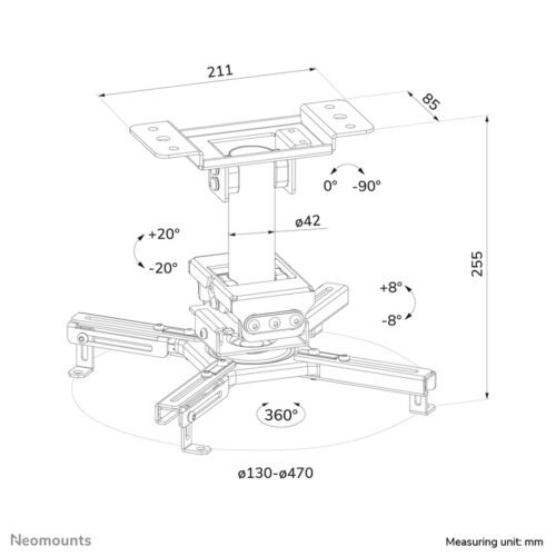 Neomounts CL25-530BL1 Beamer ceiling mount - h 25,5 cm - easy-install - full motion - Image 19