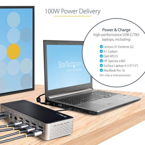 StarTech.com USB C Dock - 4K 60Hz Quad Monitor DisplayPort & HDMI - Universal USB-C Docking Station with 100W Power Delivery - - Image 2