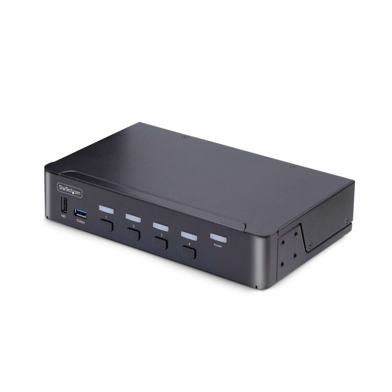 StarTech.com 4-Port DisplayPort KVM Switch, 8K 60Hz / 4K 144Hz, Single Display, DP 1.4, 2x USB 3.0 Ports, 4x USB 2.0 HID Ports,