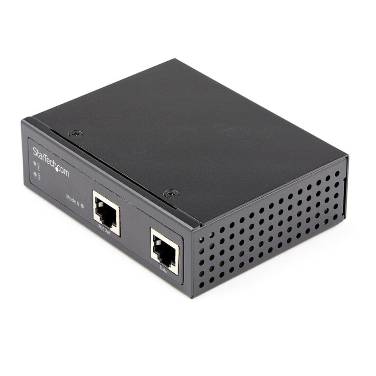 StarTech.com Industrial Gigabit Ethernet PoE Injector - 30W 802.3at PoE+ Midspan 48V-56VDC DIN Rail Power Over Ethernet Injecto
