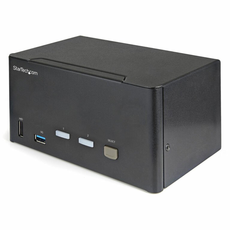 StarTech.com 2 Port Triple Monitor DisplayPort KVM Switch - 4K 60Hz UHD HDR - Desktop DP 1.2 KVM with 2 Port USB 3.0 Hub (5Gbps