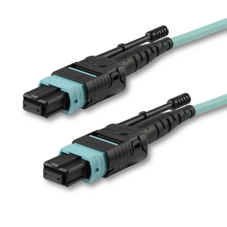 StarTech.com 10m (30ft) MTP(F)/PC OM3 Multimode Fiber Optic Cable, 12F Type-A, OFNP Plenum, 50/125µm LOMMF, 40G Networks, Low