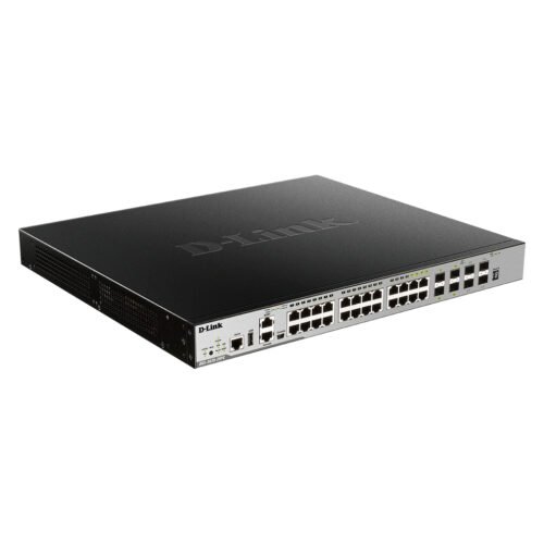 D-Link 24 Port PoE L3 Stackable Managed Gigabit Switch including 4 x 1000BaseT/SFP & 4 x 10GE SFP+