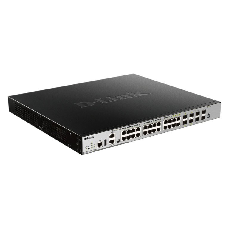 D-Link 24 Port PoE L3 Stackable Managed Gigabit Switch including 4 x 1000BaseT/SFP & 4 x 10GE SFP+