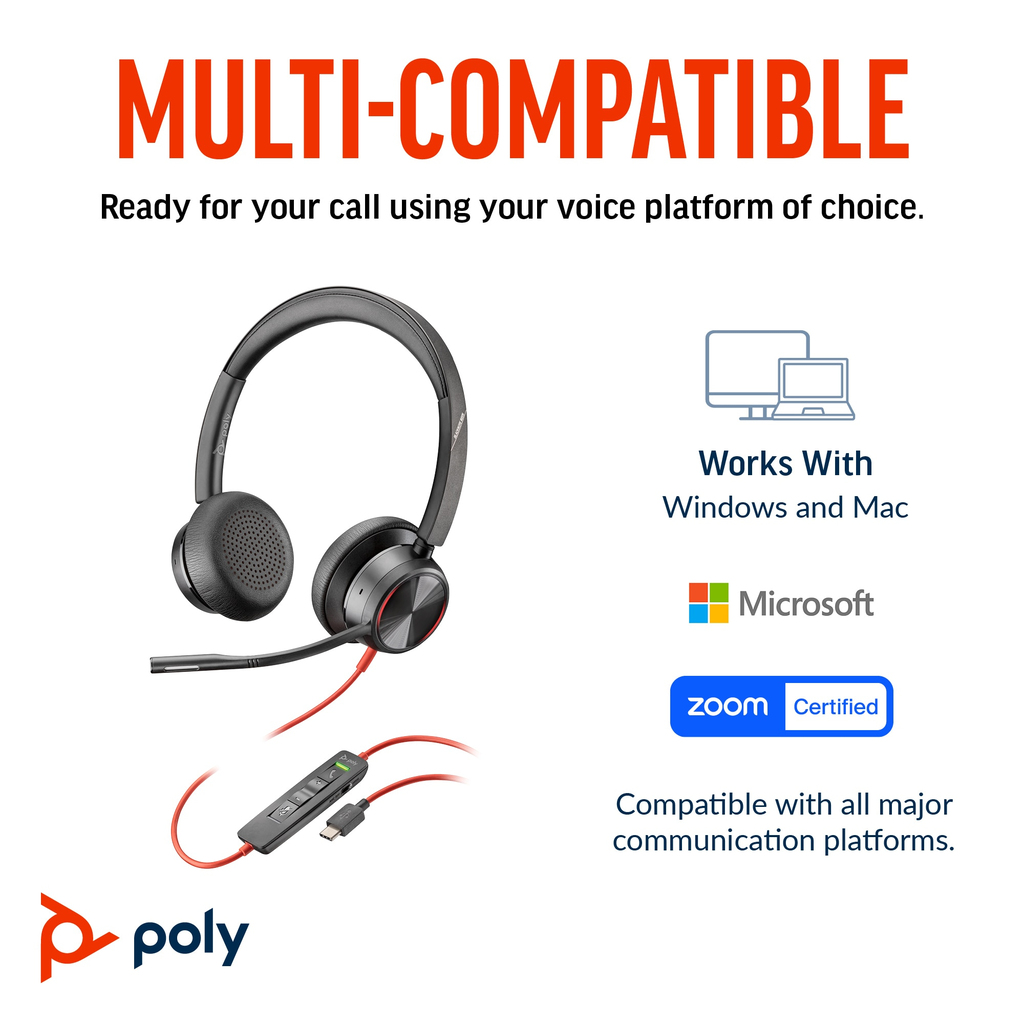 POLY Blackwire 8225 Stereo USB-C Headset +USB-C/A Adapter - Image 8