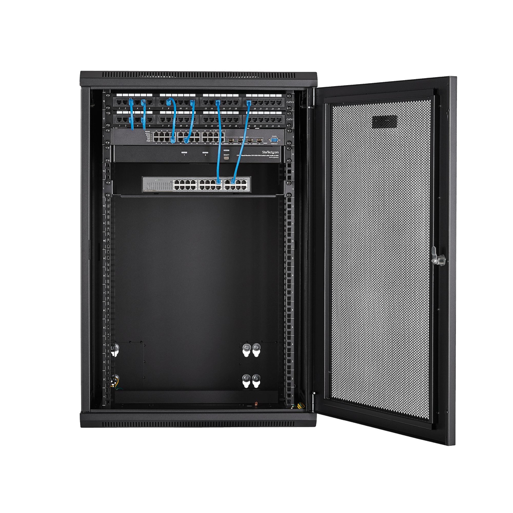 StarTech.com 4-Post 18U Wall Mount Network Cabinet with 1U Shelf, 19" Hinged Wall-Mounted Server Rack for Data / AV / Electroni - Image 6