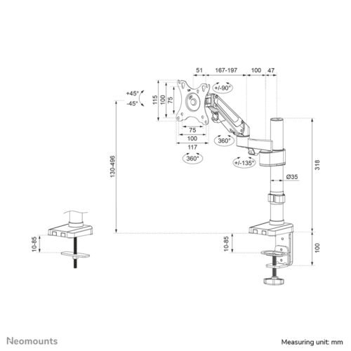 Neomounts DS70-750BL1 Monitor arm 17-27" - gas spring - Image 19