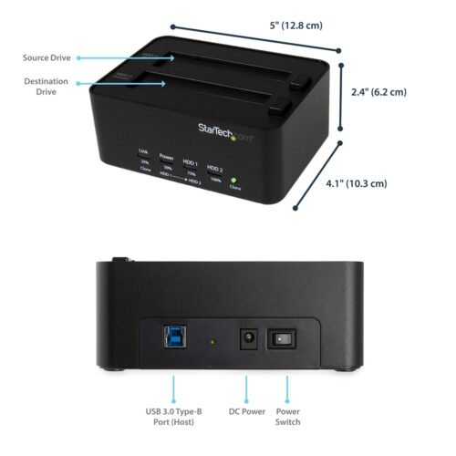 StarTech.com Dual Bay Hard Drive Duplicator and Eraser, Standalone SATA HDD/SSD Cloner/Copier, USB 3.0 to SATA Docking Station, - Image 8