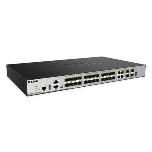 D-Link 24-Port SFP L3 Stackable Managed Gigabit Switch including 4 x 1000BaseT/SFP & 4 x 10GE SFP+ - Image 2
