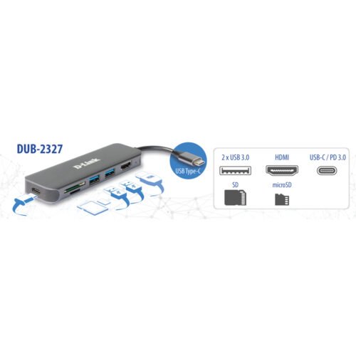 D-Link 6-in-1 USB-C Hub with HDMI/Card Reader/Power Delivery - Image 3