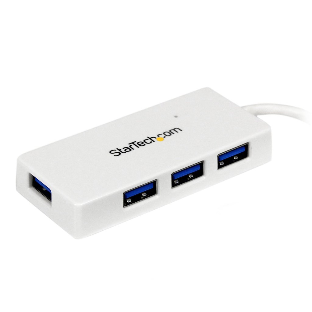 StarTech.com Portable 4 Port SuperSpeed Mini USB 3.0 Hub - White~Portable 4 Port SuperSpeed Mini USB 3.0 Hub - 5Gbps - White - Image 2