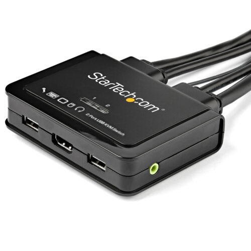 StarTech.com 2 Port HDMI KVM Switch - 4K 60Hz - Compact Dual Port UHD/Ultra HD USB Desktop KVM Switch w/Integrated 4ft Cables & - Image 6