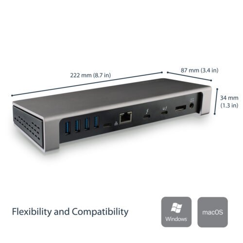StarTech.com Thunderbolt 3 Dock - Dual Monitor 4K 60Hz TB3 Laptop Docking Station with DisplayPort - 85W Power Delivery Chargin - Image 9