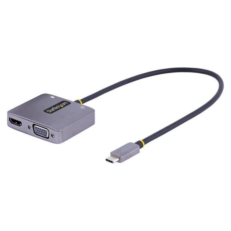 StarTech.com USB C Video Adapter, USB C to HDMI VGA Multiport Adapter, 3.5mm Audio, 4K 60Hz HDR, 100W PD Pass-Through, Thunderb