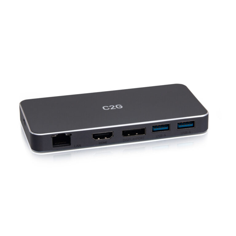 C2G USB-C 7-in-1 Dual Display MST Docking Station with HDMI, DisplayPort, Ethernet, USB, and Power Delivery up to 100W - 4K 60H