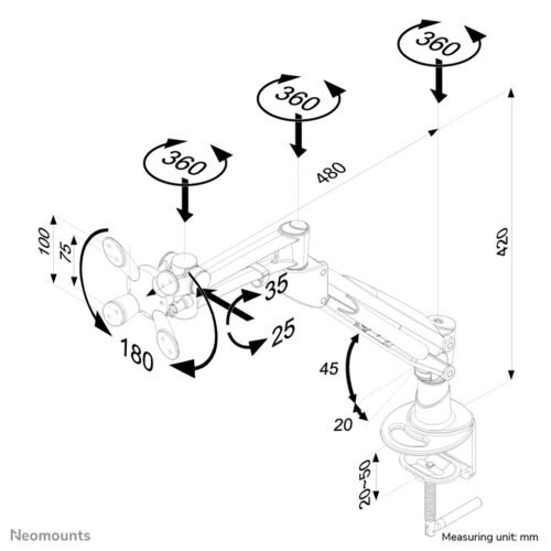 Neomounts FPMA-D940HC Monitor arm 10-37" - gas spring - Image 2
