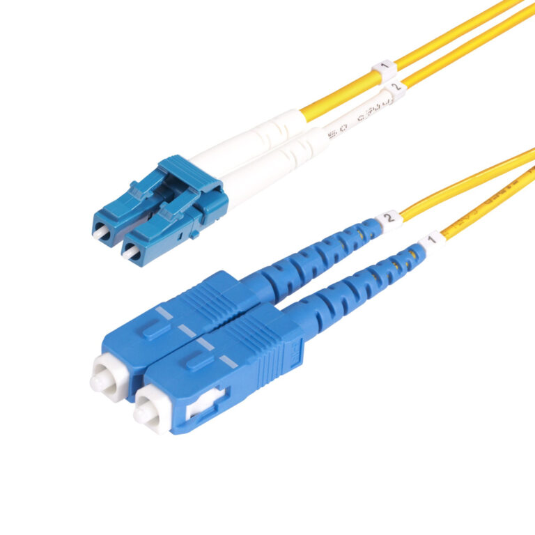 StarTech.com 3m (9.8ft) LC to SC (UPC) OS2 Single Mode Duplex Fiber Optic Cable, 9/125µm, 100G, Bend Insensitive, Low Insertio