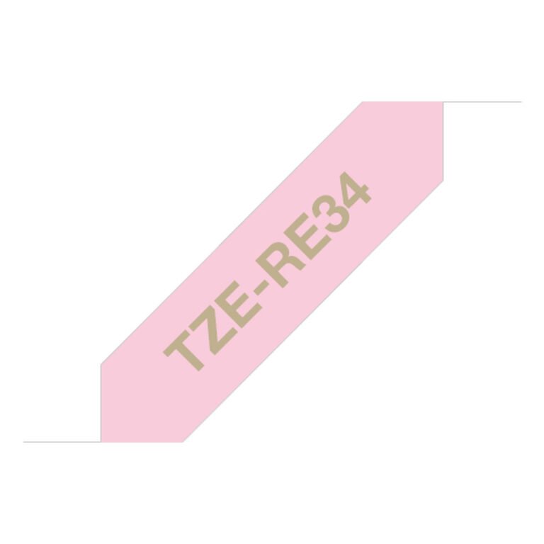 Brother TZE-RE34 label-making tape Gold on Pink