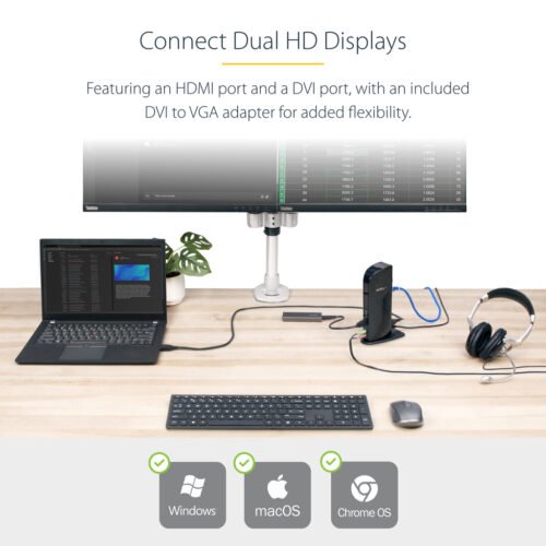 StarTech.com Dual Monitor USB 3.0 Docking Station with HDMI - DVI - 6 x USB Ports~Dual Monitor USB 3.0 Laptop Docking Station w - Image 16