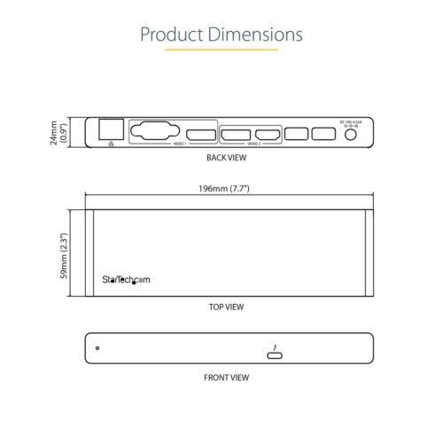 StarTech.com Thunderbolt 3 Dock - Dual 4K 60Hz Monitor TB3 Laptop Docking Station with DisplayPort, HDMI & 1080p VGA - 85W Powe - Image 9