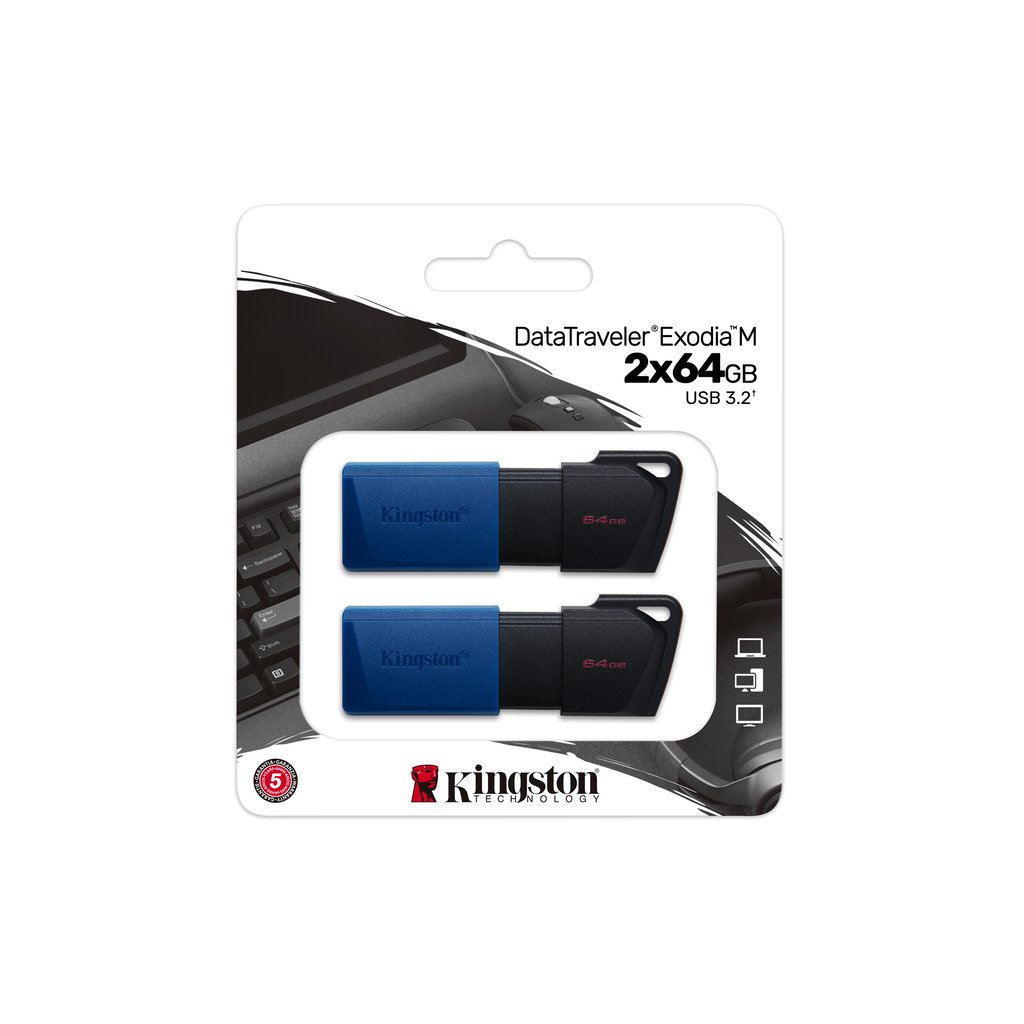 Kingston Technology DataTraveler 64GB USB3.2 Gen 1 Exodia M (Black + Blue) - 2 Pieces - Image 7