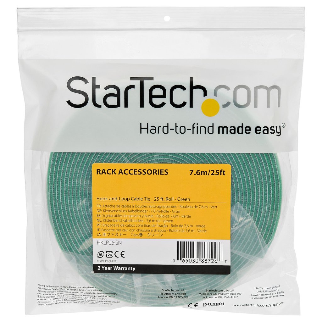 StarTech.com 25ft Hook and Loop Roll - Cut-to-Size Reusable Cable Ties - Bulk Industrial Wire Fastener Tape /Adjustable Fabric - Image 4