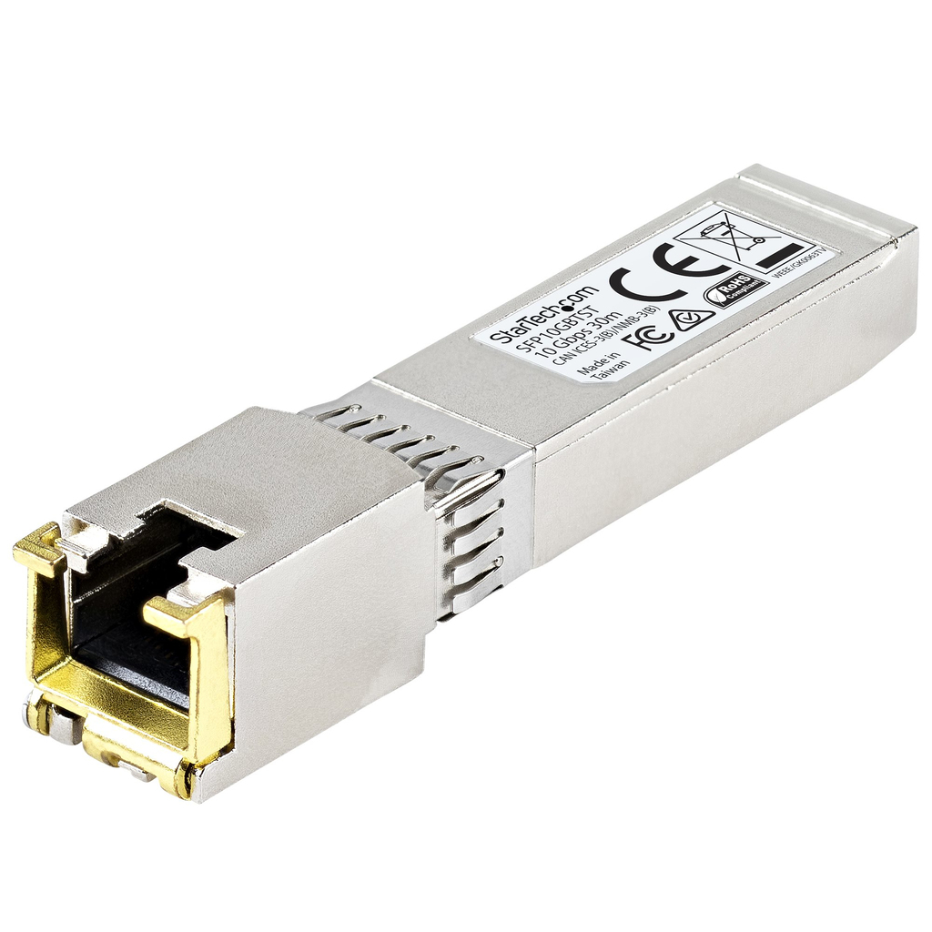StarTech.com MSA Compliant SFP+ Transceiver Module - 10GBASE-T~MSA Uncoded SFP+ Module - 10GBASE-T - SFP to RJ45 Cat6/Cat5e - 1