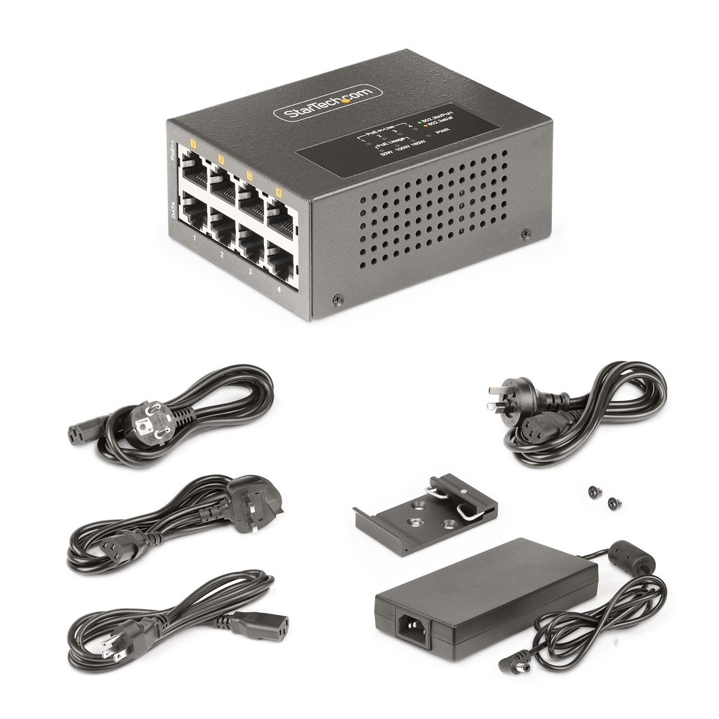 StarTech.com 4-Port Multi-Gigabit PoE++ Injector, 5/2.5/1G Ethernet (NBASE-T), PoE/PoE+/PoE++ (802.3af/802.3at/802.3bt), 160Wat - Image 10