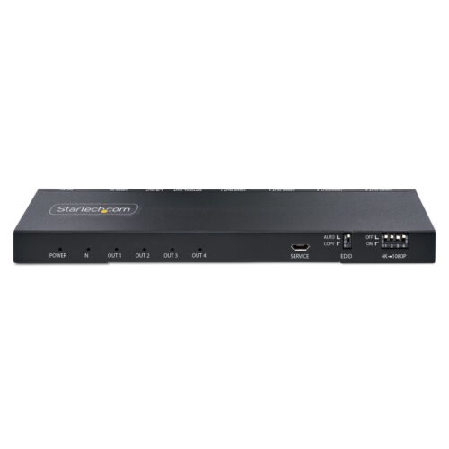 StarTech.com 4-Port HDMI Splitter, 4K 60Hz HDMI 2.0 Video, 4K HDMI Splitter w/ Built-in Scaler, HDMI Splitter 1 In 4 Out, 3.5mm - Image 3
