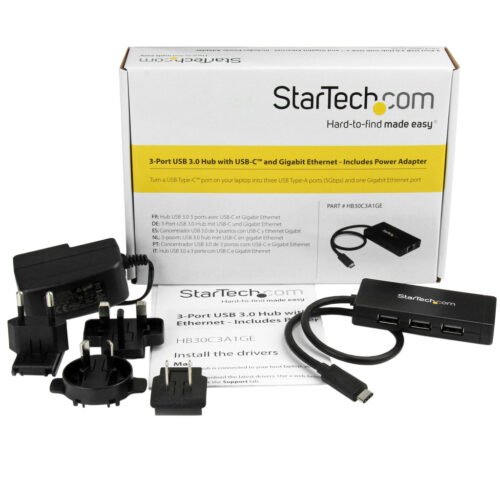 StarTech.com 3-Port USB 3.0 Hub plus Gigabit Ethernet - USB-C - Includes Power Adapter~3-Port USB-C Hub with Gigabit Ethernet - - Image 9