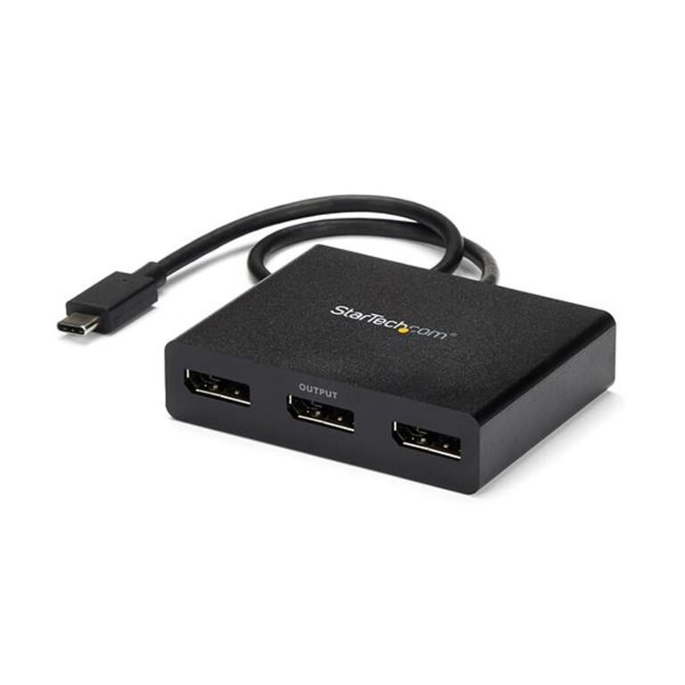 StarTech.com 3-Port USB-C Multi-Monitor Adapter, USB Type-C to 3x DisplayPort 1.2 MST Hub, Triple 1080p 30Hz DP Laptop Display