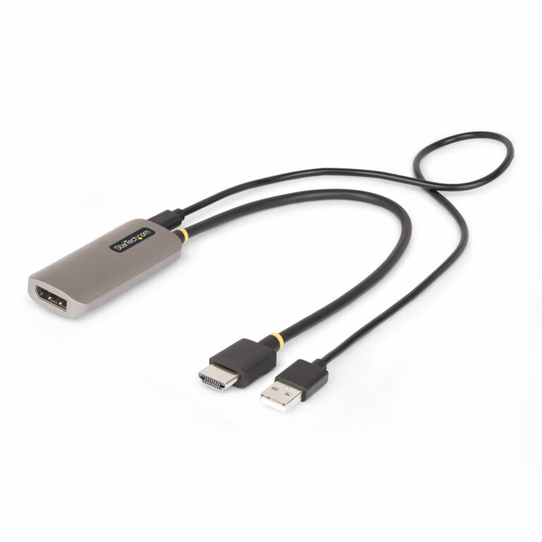 StarTech.com 1ft (30cm) HDMI to DisplayPort Adapter Cable, 8K 60Hz, Active HDMI 2.1 to DP 1.4 Video Converter, USB Bus Powered