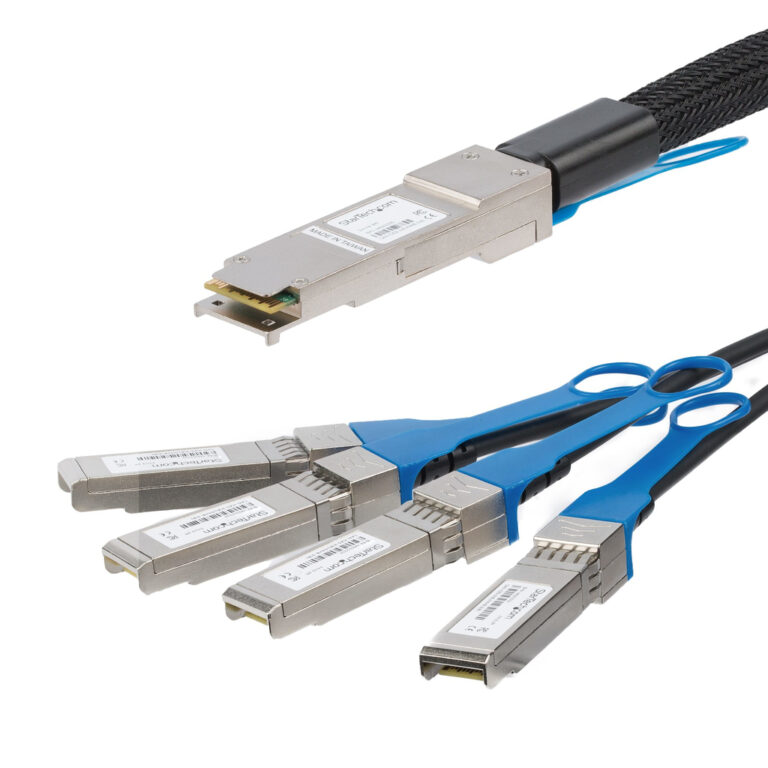 StarTech.com MSA Uncoded Compatible 1m 40G QSFP+ to 4x SFP+ Direct Attach Breakout Cable Twinax - 40GbE QSFP+ to 4x SFP+ Copper